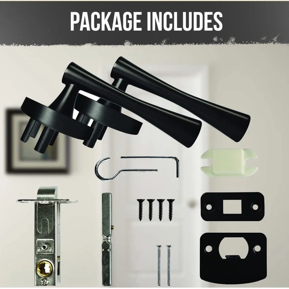 Door Handle Set - No Lock Set‎ - Interior Passage Door Lever - Black